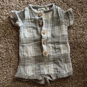 Gray and White Kids One Piece Bodysuit